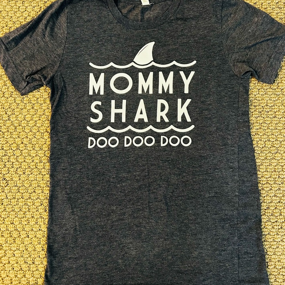 Gray Short Sleeve Tee with Shark Graphic